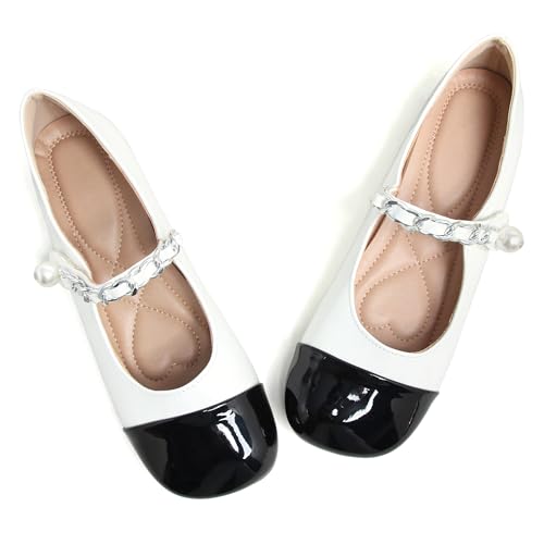 Dear Time Women's Round Toe Ballets with Strap Flats Fashion Mary Jane Shoes Office Flats