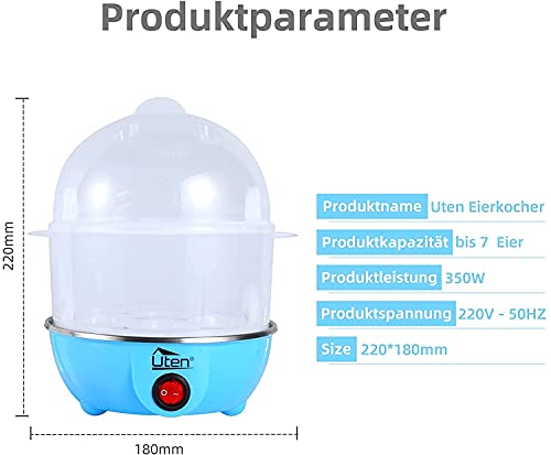 Uten Electric Egg Cooker Test Winner, 350W Egg Head for 12 Eggs, Double Egg Cooker with Egg Cup