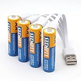 SZEMPTY単3形充電式電池4本2600mWh1.5時間フル充電 1200サイクル以上の1.5V定電圧単三形電池 4-in-1 USBタイプC充電ケーブル、おもちゃ・指紋ロック・マウスなどに適用(単3形充電池*4本)
