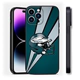 Philadelphia Football-Inspired Theme Case for iPhone 14 Pro, Silicone Shockproof Slim Thin Rugby Theme Phone Case for iPhone 14 Pro 6.1 inch Black