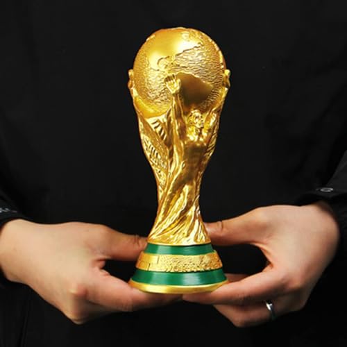 Image of 2023 14.1IN World Cup Trophy Replica Resin Soccer Collectibles Sports Fan Trophy Birthday Present Bedroom Office Desktop Display Cabinet Decor