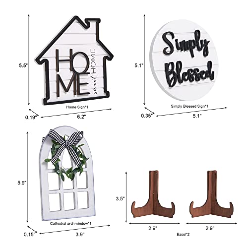 Houmury Set Of 9 Farmhouse Tiered Tray With Tier Tray Decor 1 Artificial Succulent Plant & 1 Artificial Plant For Rustic Home Sweet Home Kitchen Decor Tier Tray Decor Set (Set Of 9-With Tiered Tray) #TOP3