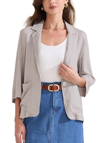 Blazer rayé manches 3/4 léger et confortable à un bouton femme