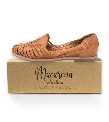Image of Macarena Collection Leather Sandals for Women | Handmade Mexican Huarache | Woven Slip-On Shoes with Cushioned Insole | Artisan Crafted Genuine Leather