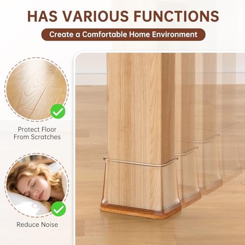 Chair Leg Floor Protectors Rectangle, 16Pcs Silicone Felt Furniture Leg Pads Caps Covers for Hardwood Floors,No Noise and No Scratches(Fit Length:28-38mm,Width:19-25mm) - Image 2