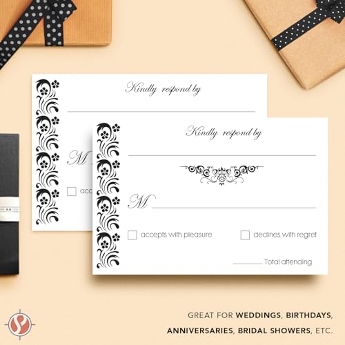 Cartões de devolução de casamento RSVP tamanho 4 x 6 com envelopes A6 - 50 por pacote