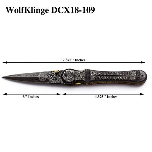 Wolfklinge Custom Handmade Damascus Steel Folding Pocket Knife With Strong Handle And Cowhide Leather Sheath Dcf18-110 #TOP4