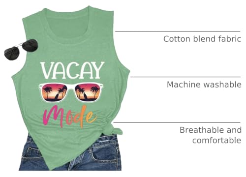 Image of Vacay Mode T Shirts for Women Summer Beach Hawaii Vacation Short Sleeve Tops Holiday Cruise Getaway T Shirts
