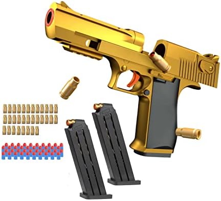 Toy Gun Soft Ball Blaster, Soft Bullets & Eco-Friendly Soft Ball, Toys Foam Blaster, Shooting Games Education Toy Model Kids Boys Gifts (Golden Colored)