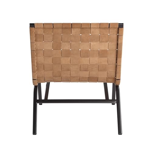 Sillón con Cuero Trenzado Marrón y Estructura Metálica miniatura 6