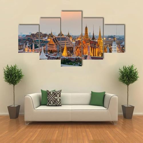 Décoration Murale Pour Salon Voyage à Bangkok Grand Visuel Toile 5 Pièces