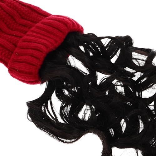 Bonnet hiver 45 cm couleur naturelle avec postiche pour fêtes de Noël - 6