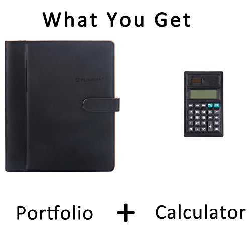 Plinrise High Grade Multifunction Letter Size Padfolio/ Resume Portfolio Folder-Document Organizer / Business Card Holder With Calculator And 8 File Pockets (Black) #TOP1