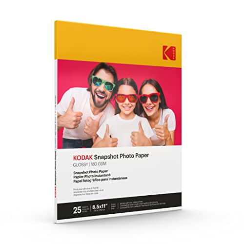 Papier photo Kodak Snapshot brillant 8,5x11 cm 180g/m2 paquet de 25 feuilles pour imprimante