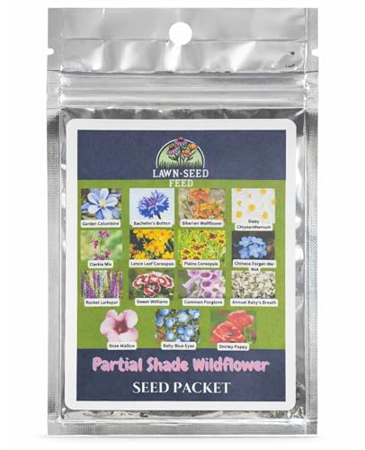 Partial Shade Wildflower Mix - (Seed Packet) - Bring Color to Low-Light Areas That Thrive with Dappled Sun, producing Vibrant Blooms in Yards, Garden beds, Fence Lines, and Woodland Edges.