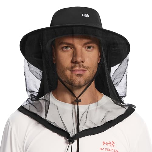 Image of BASSDASH Unisex UPF 50+ Mosquito Net Hat with Neck Flap FH17