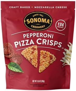 Sonoma Creamery - Pizza Crisps, Pepperoni, 9.5 Oz (1 Count) | Savory Snack Cracker | High Protein | Low Carb | Gluten Free | Wheat Free |Keto Friendly
