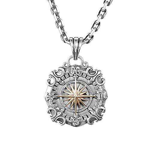 Collier Viking Hommes avec Amulette Boussole : Idée Cadeau Idéale avec Pendentif Ancre