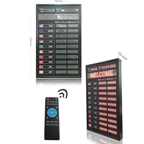 Image of LED Electronic Exchange Rate Display Board, 10 Countries World Exchange Rate Clock, with Remote Control,for Banks