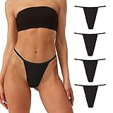 ChaoGii G-String Thongs for Women Cotton thongs Low Rise Stretch T-back tangas sexy 4 Pack Set