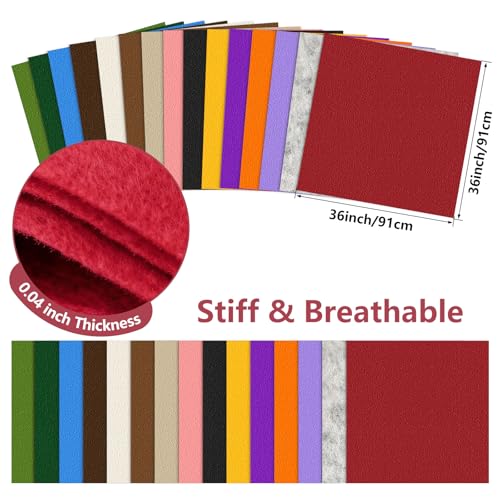 Image of Felt Fabric 36'' X 36'' Large Felt Sheets Stiff Craft Felt by The Yard for DIY Crafts Letter Coaster Flower Ornament Sewing Party Decoration Christmas Supplies Nonwoven (Red)