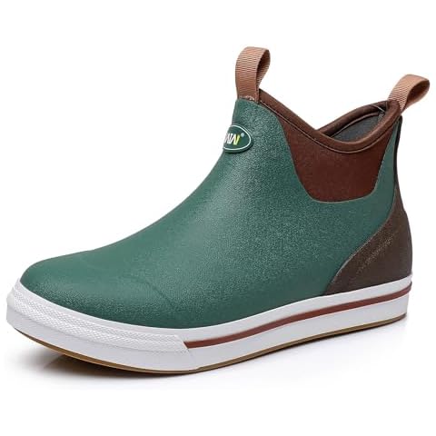 WTW Unisex Rain Boots for Men and Women, Waterproof Rubber Fishing Deck Boots Neoprene Boots Slip on Ankle Garden Shoes Cover