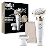 Braun Silk-épil 9 Flex Epilator, 360 Flex and Pivoting Head, Wet and Dry, Includes Shaver Head, Trimmer Comb, SES9-041 3D, Tinted Gold
