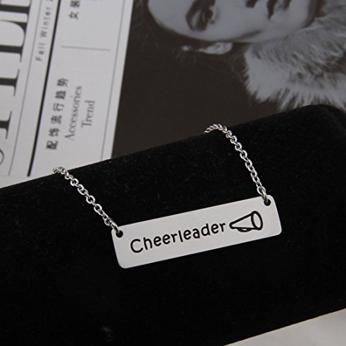 Cheerleader Megaphone Bar Necklace Team Gift (Silver) - Thumbnail 4