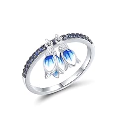 (Blue Tulip, White Rhodium Plated)