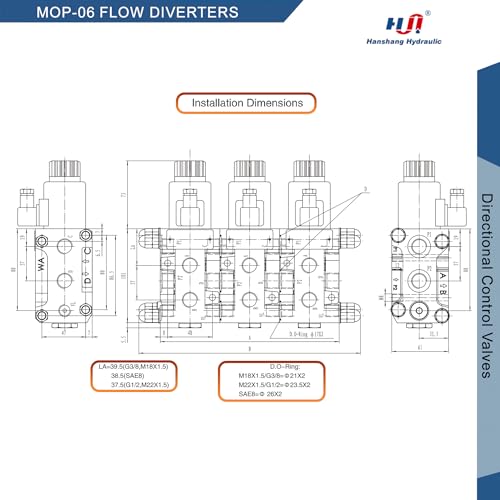 Hydraulic Solenoid Flow Diverter Valve, Stackable Circuit Selector, 6-Port 2-Position 50-LPM 25-MPa (G 1/2, 12V Deutsch) by Hanshang Hydraulic - Used condition - Image 4
