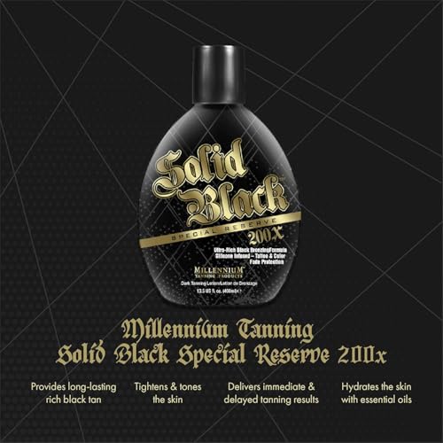 millennium tanning solid black special reserve 200x tanning lotion wtattoo protector 135 ounces