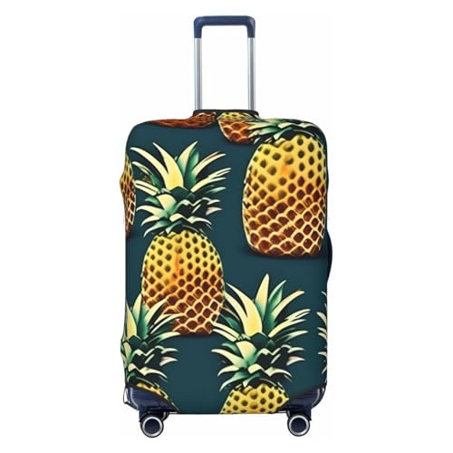 Housse de protection extensible pour valise noire XL au motif ananas