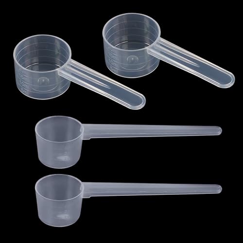 4 Stück Messlöffel, Dosierlöffel Transparent mit Skala 5g und 10g / 20ml Waagen, Messlöffel Gramm, Scoop 5g und 10g / 20ml, Dosier-Löffel für Backen Kochen Kaffee Waschpulver Proteinpulver Creatin