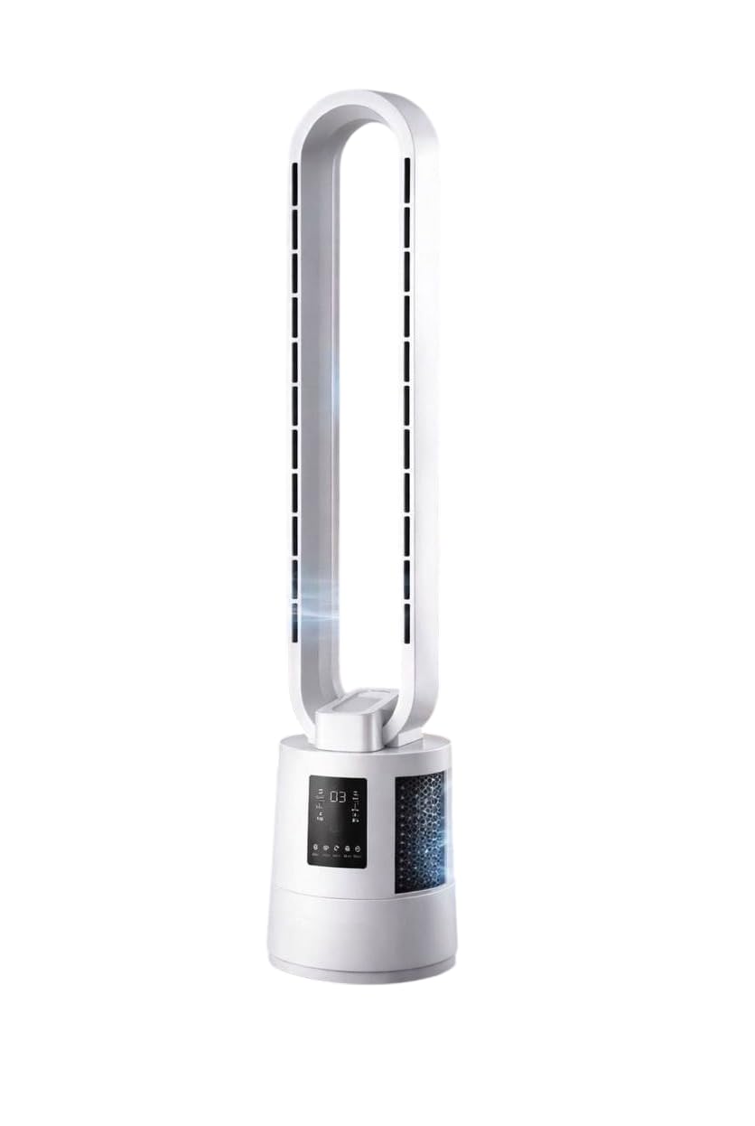 Ventilatore Senza Pale a Torre 1m Ventilatore Silenzioso con Filtro al Carbonio, Potenza 80W, Telecomando Incluso Display LED, Timer 8 Ore, Oscillazione 40° e Modalità Notte