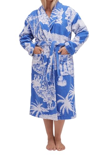 Desmond & Dempsey Unisex Towel Robe | 100% Organic Cotton Bathrobe | Printed & Absorbant (US, Alpha, Unisex, S - XL)