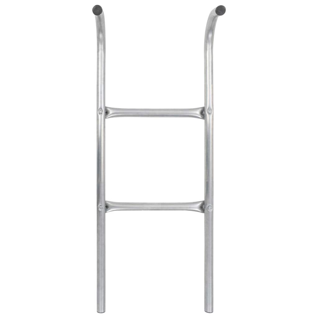 Escalera de cama elástica de 2 niveles de acero galvanizado, color plateado, 102,6 cm de altura, adecuada para camas elásticas de 80 a 90 cm, fácil de montar, resistente accesorio para jardín