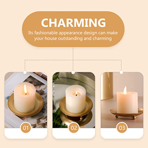 Doitool Iron Plate Candle Holder Golden Decorative Iron Pillar Candle Plate Candle Tray Household Candle Dish Candle Stand For Led Wax Candles Incense Cones #TOP7