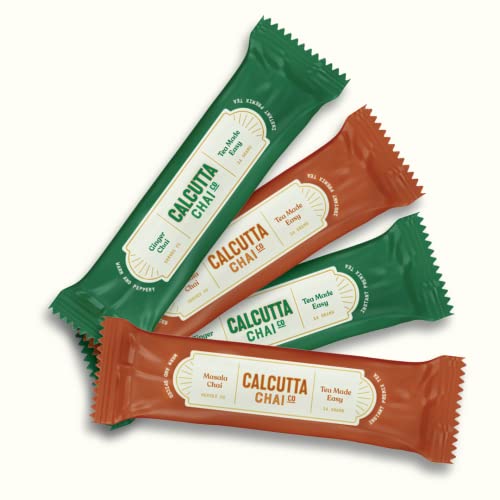 Image of Calcutta Chai Co - Masala Chai | Ginger Chai | Instant Tea Premixes | 30 Sachets | 420g | Pack of 2 | Made With Assam Tea | Added Natural Spices | Low Sugar