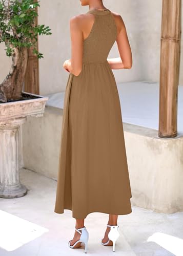 Image of KIRUNDO Summer Dresses for Women 2026 Halter Maxi Wedding Guest Party Cocktail Semi Formal Elegant Classy Long Sundress