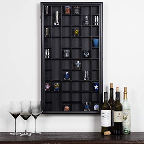 Gallery Solutions - Black Wall-Mounted - Curio & Shot Glass Display Case - 17"x32" Glass Door - Bar Accessories - Collectible - Miniature Glassware - Bar Accessories by Gallery Solutions - Image 3