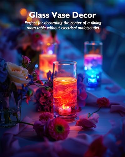 image for Homemory 10pcs Mini RGB Submersible LED Lights with 2Pack Remote, Mult