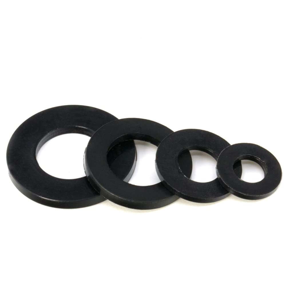Rubber Washers Assortment Kit, 10pcs/Set Black Rubber Flat Gasket Screw Washer Hose Plumbing Faucet Seal Washer Waterproof Sealing O-Ring M2 M3 M4 M5 M6 M8 M10 M12(4x12x1.5mm)