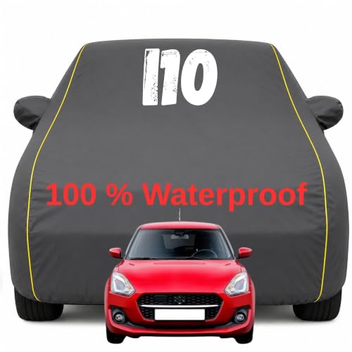 Image of Durable Full Body Waterproof Grand i10 Nios Car Cover | Premium Polyester Grey Cover | Custom Fit Vehicle Protection | UV Resistant, Dustproof, Scratch Resistant, Heat & Wind Protection