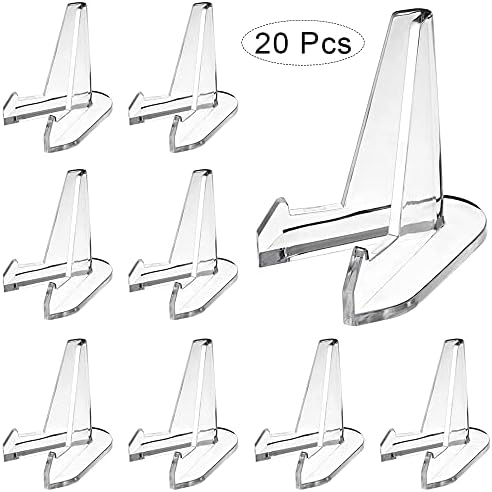 20 Pcs Acrylic Easel Stands,Clear Acrylic Display Easel,Stable Plates Stand,Place Card Holder Display Easels,Plastic Easels,Used to Display Coins, Medals, Handicrafts, Collectibles