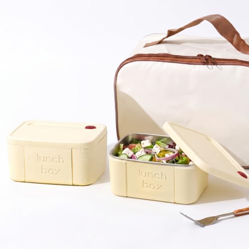 Image of House of Quirk 304 Stainless Steel Lunch Box, 2 Leakproof Containers, Insulated Lunch Bag, Fresh-Keeping Tiffin Box for Office, School & College, BPA Free Food Container