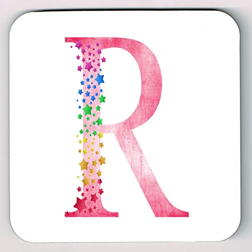 Image of Rainbow Coloured Letter R Coaster