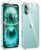Protection Complète: Coque pour iPhone 16 Plus transparente avec 4 coins renforcés fournit un coussin contre chute pour protéger votre téléphone. Les bords surélevés de l'appareil photo et de l'écran protègent votre pour iPhone 16 Plus des rayures lors d'une utilisation quotidienne, créant ainsi une double barrière de protection renforcée pour votre phone