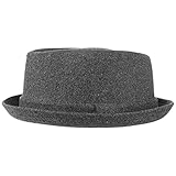 Lipodo Diamond Crown Pork Pie Filzhut Damen/Herren - Wollhut - Modischer Winterhut - Hut mit Wolle - Herbst/Winter - Porkpie mit Innenfutter - Fedora dunkelgrau L (58-59 cm)