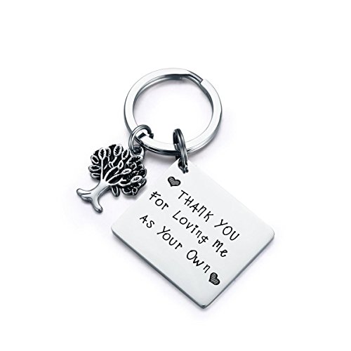 CJ&M Step Parent Keychain,Step Mother Keychain,Step Mom Gift,Step Dad Gift,Mother's Day Gift,Step Dad Keychain