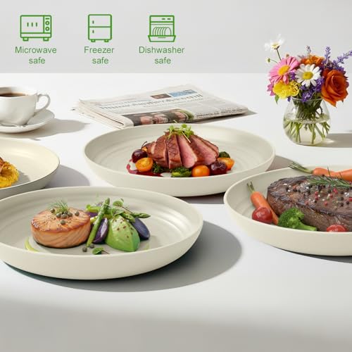 Image of 9In Wheat Straw Plates,Dishwasher & Microwave Safe Plate,LightGrey